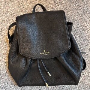Kate Spade Black Pebbled Leather Backpack